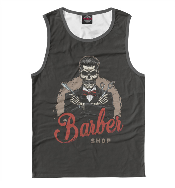Мужская майка с изображением Barber цвета Белый