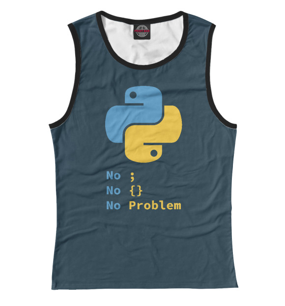 Майка для девочки с изображением Python No Problem цвета Белый