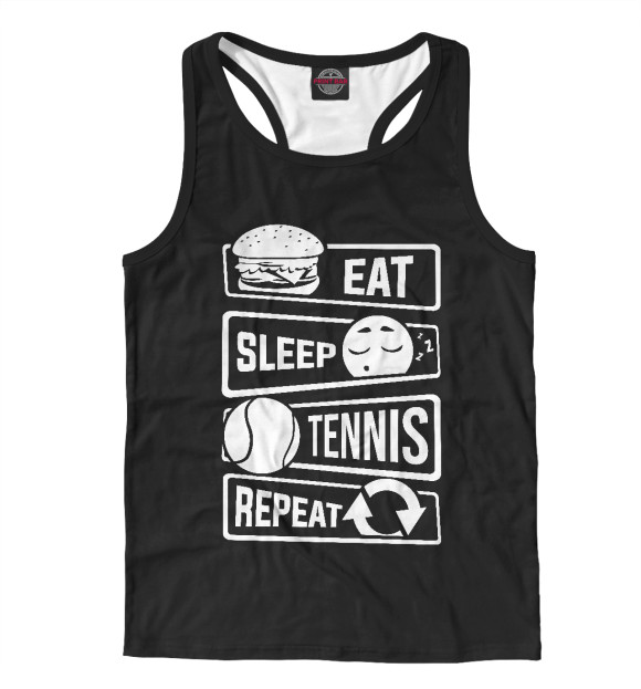Мужская майка-борцовка с изображением Есть, спать, теннис цвета Белый