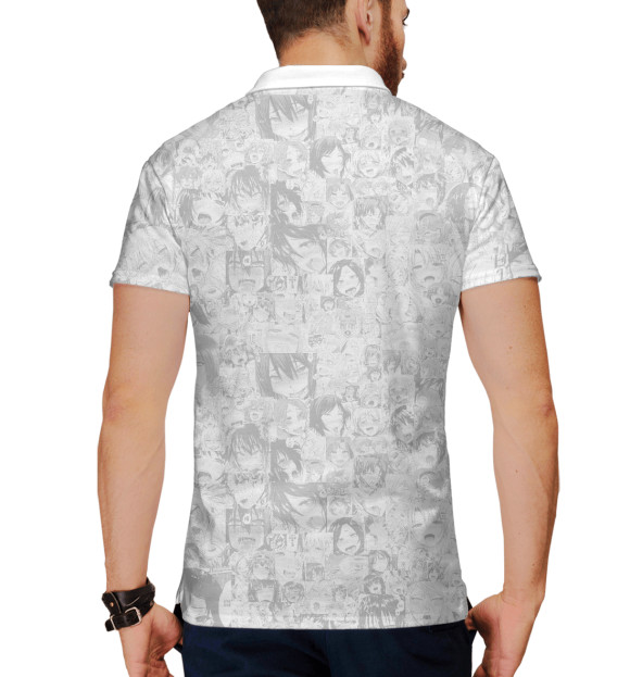 Мужское поло с изображением Ahegao Face цвета Белый