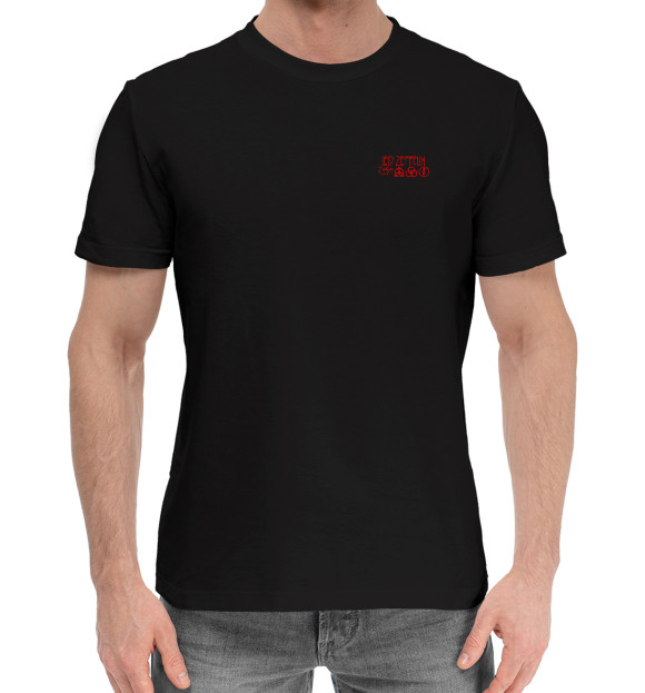 Мужская хлопковая футболка с изображением Led Zeppelin цвета Черный