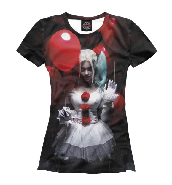 Женская футболка с изображением Плохая девочка с шариками цвета Белый