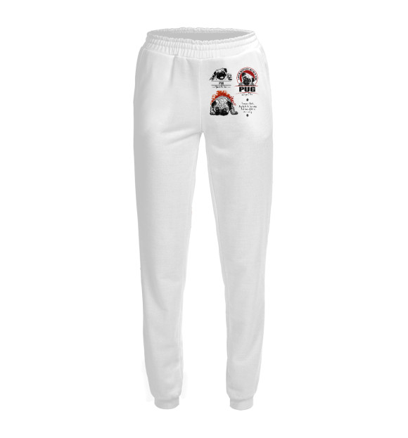 Женские спортивные штаны с изображением PUG цвета Белый