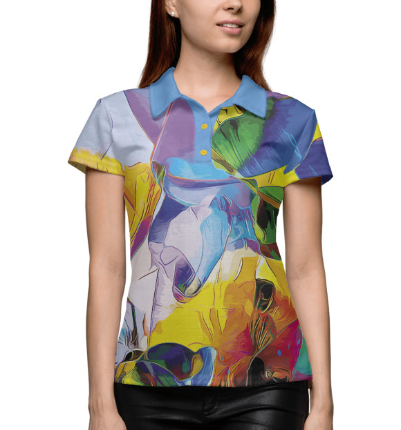 Женское поло с изображением Цветочный паттерн цвета Белый