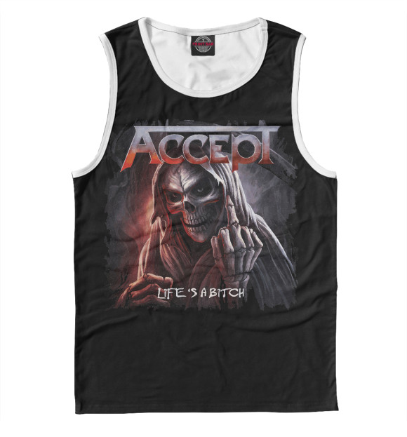 Мужская майка с притом Accept цвета Белый Мужская майка с изображением Accept цвета Белый