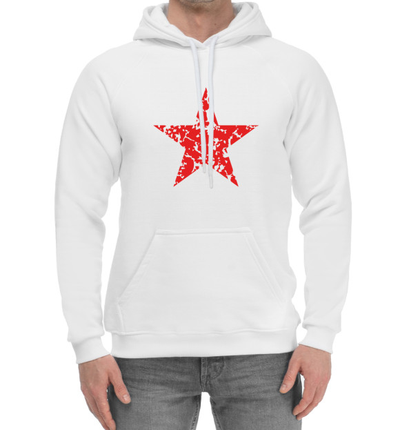Мужской хлопковый худи с изображением USSR Star цвета Белый