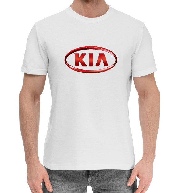 Мужская хлопковая футболка с изображением KIA цвета Белый