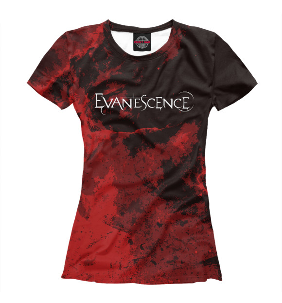 Женская футболка с изображением Evanescence бордовая текстура цвета Белый