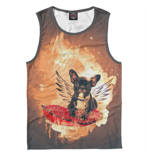 Мужская майка с изображением Собака цвета Белый