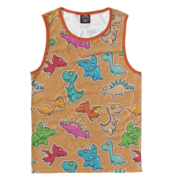 Майка для мальчика с притом Динозаврики цвета Белый Майка для мальчика с изображением Динозаврики цвета Белый