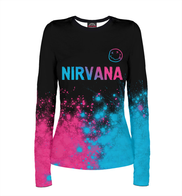 Женский лонгслив с изображением Nirvana Neon Gradient цвета Белый
