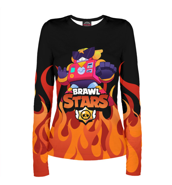 Женский лонгслив с изображением Brawl Stars Вольт цвета Белый