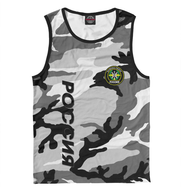 Мужская майка с изображением Войска Связи | Россия цвета Белый