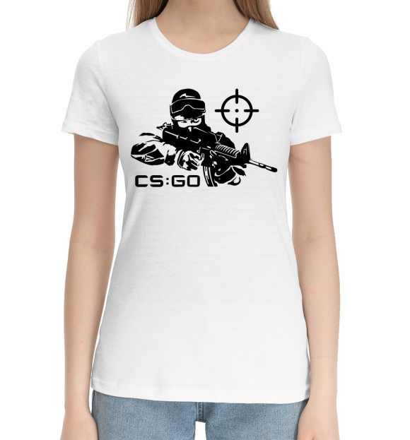 Женская хлопковая футболка с изображением Counter-Strike цвета Белый