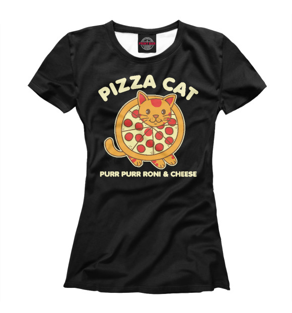 Женская футболка с изображением Pizza cat цвета Белый