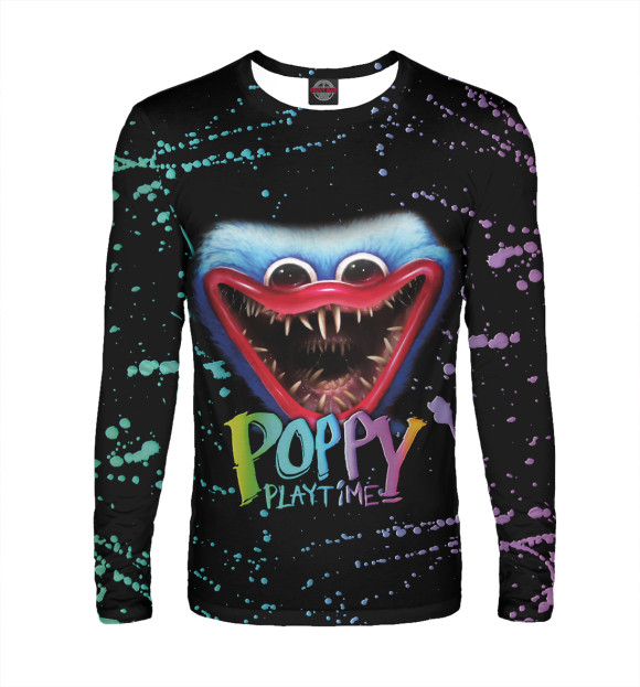 Мужской лонгслив с изображением Poppy Playtime Хагги Вагги цвета Белый