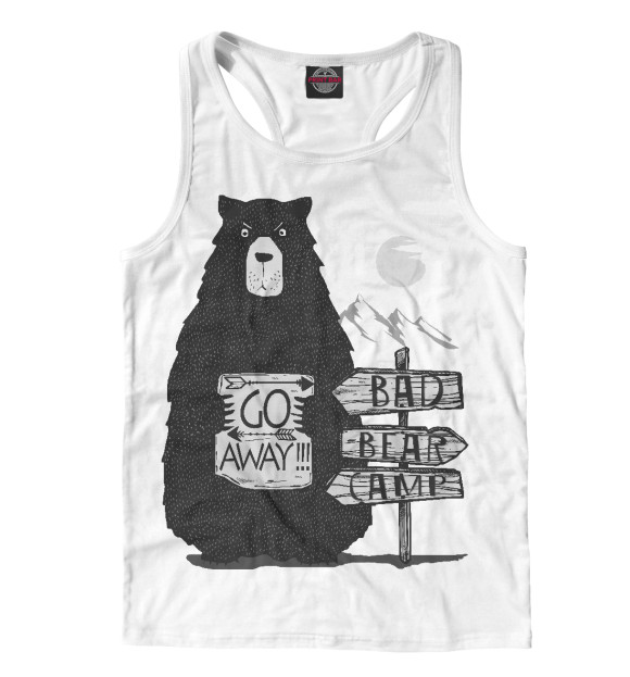 Мужская майка-борцовка с изображением Bad Bear camp цвета Белый