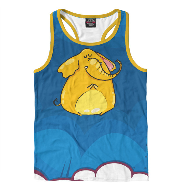 Мужская майка-борцовка с изображением Желтый слоненок цвета Белый