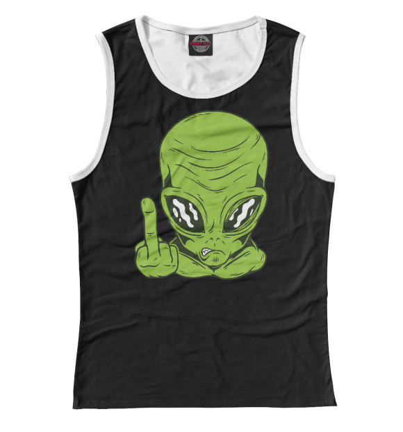 Женская майка с изображением Alien fuck off цвета Белый