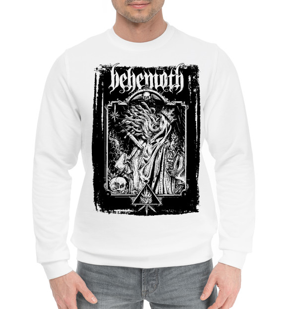 Мужской хлопковый свитшот с изображением Behemoth цвета Белый