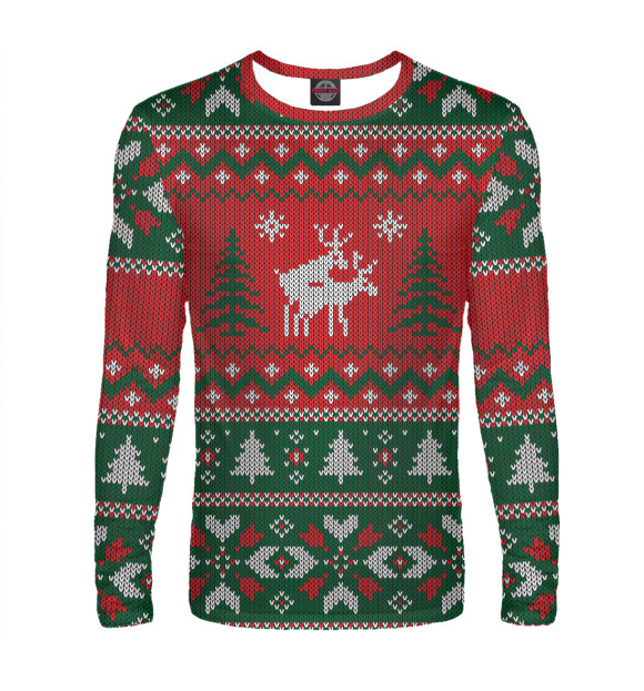 Мужской лонгслив с изображением Неприличные Олени цвета Белый