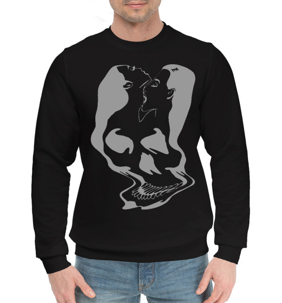 Мужской хлопковый свитшот с изображением Череп и девушки цвета Черный