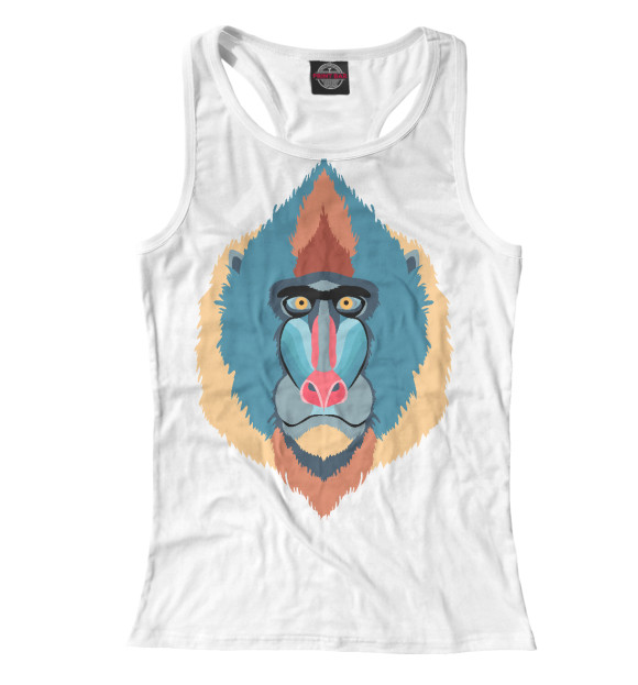 Женская майка-борцовка с изображением Голова Мандрила цвета Белый