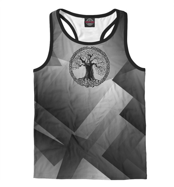 Мужская майка-борцовка с изображением Древо жизни урбан камуфляж цвета Белый