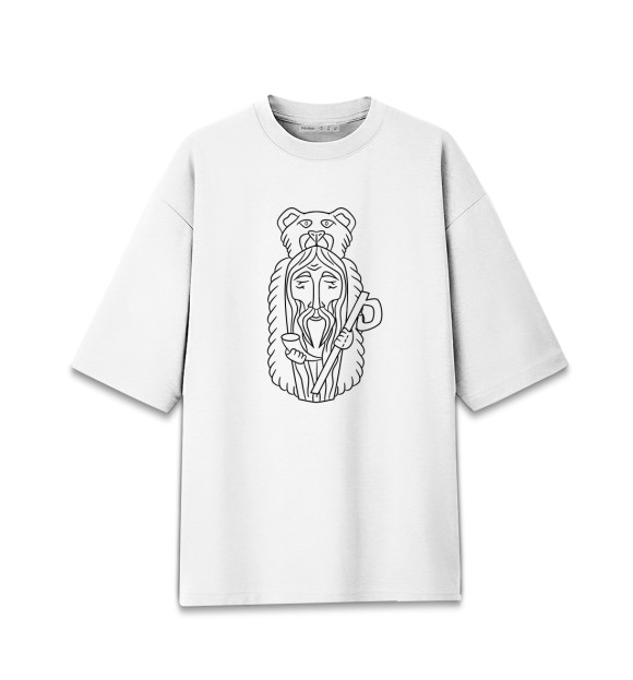 Мужская футболка оверсайз с изображением Велес Бог Мудрости цвета Белый