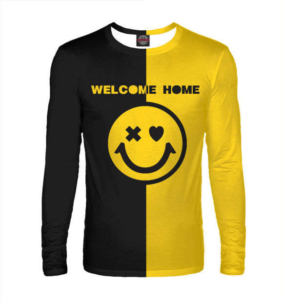 Мужской лонгслив с изображением WELCOME HOME цвета Белый