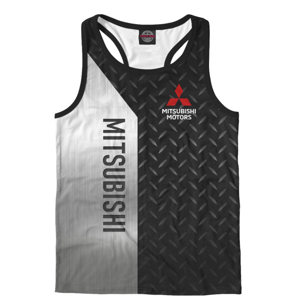 Мужская майка-борцовка с изображением Mitsubishi Сталь цвета Белый