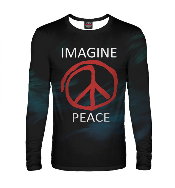 Мужской лонгслив с изображением IMAGINE PEACE цвета Белый