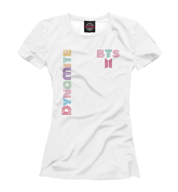 Женская футболка с изображением Dynamite, BTS, БТС, Динамит цвета Белый
