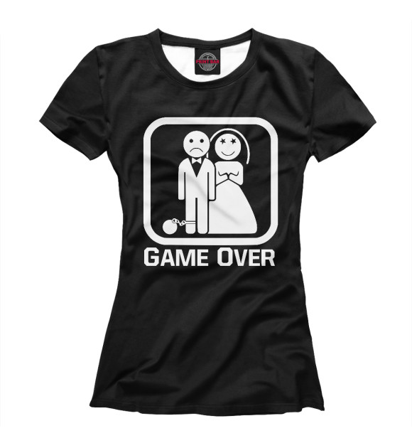 Футболка для девочек с изображением Game Over цвета Белый