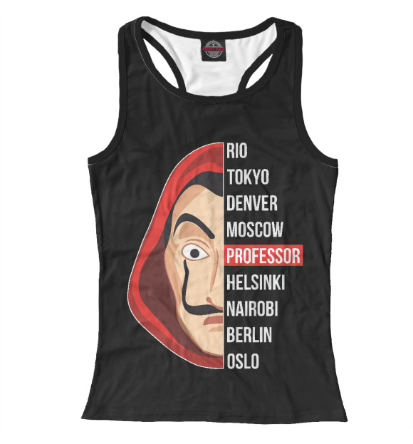 Женская майка-борцовка с изображением Бумажный Дом цвета Белый