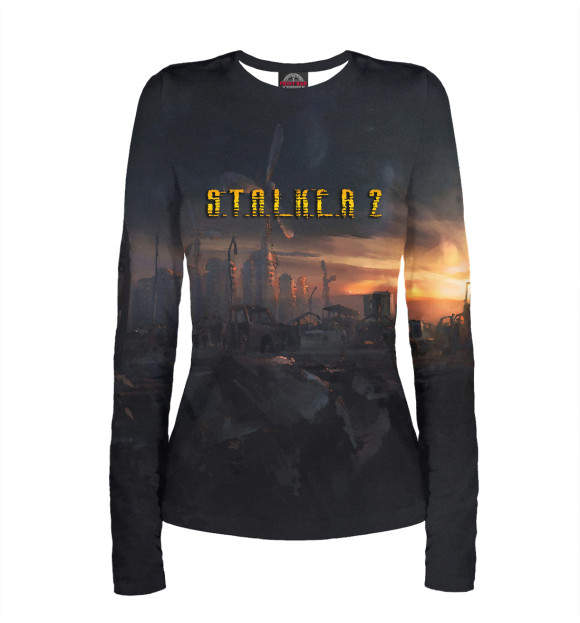 Женский лонгслив с изображением STALKER 2 цвета Белый