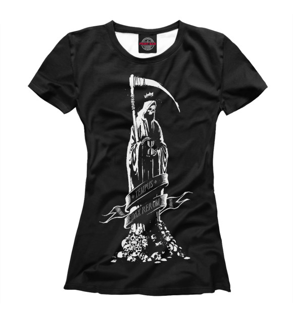 Женская футболка с изображением Смерть с косой цвета Белый