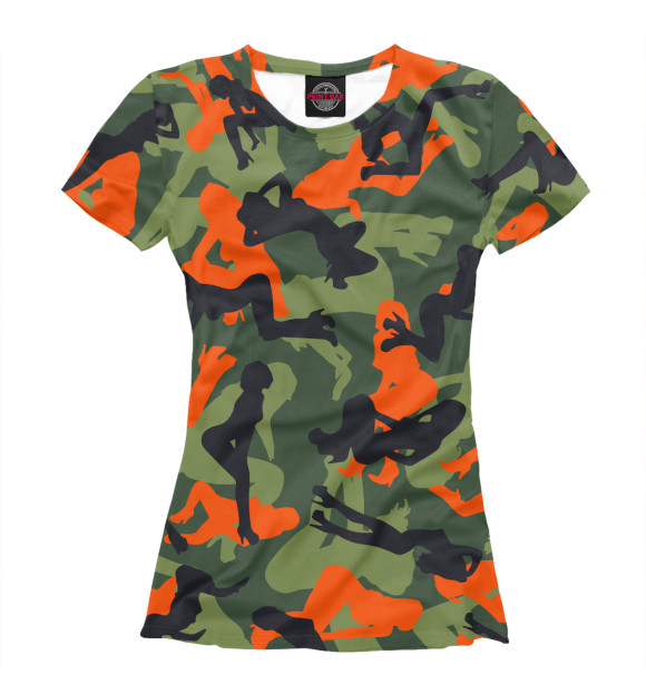 Женская футболка с изображением Камуфляж цвета Белый