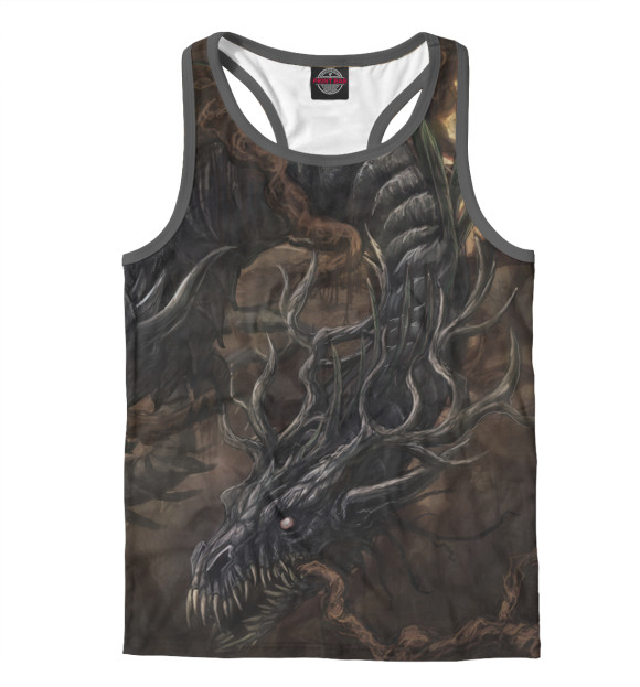 Мужская майка-борцовка с изображением Дракон цвета Белый