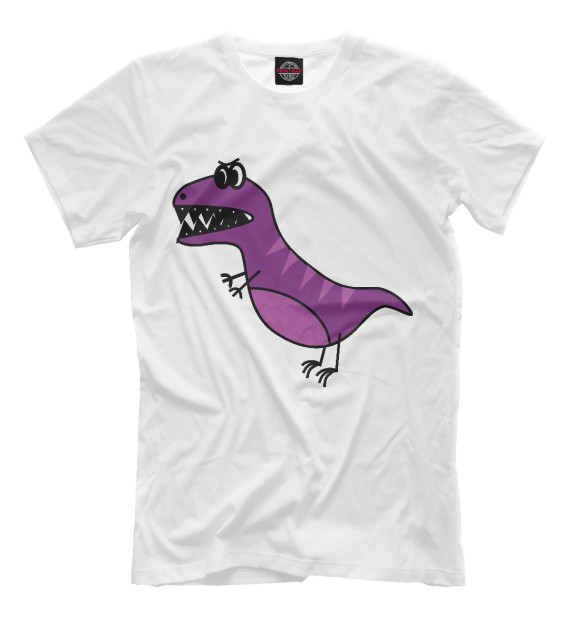 Мужская футболка с изображением Динозавр цвета Молочно-белый