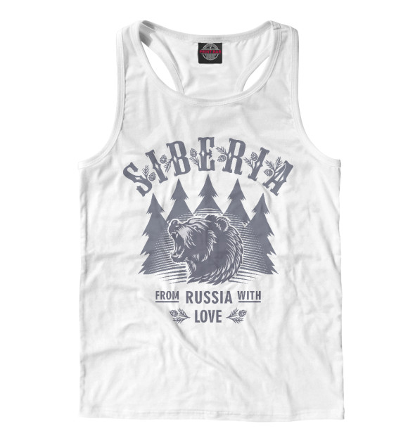 Мужская майка-борцовка с изображением Русский Медведь цвета Белый