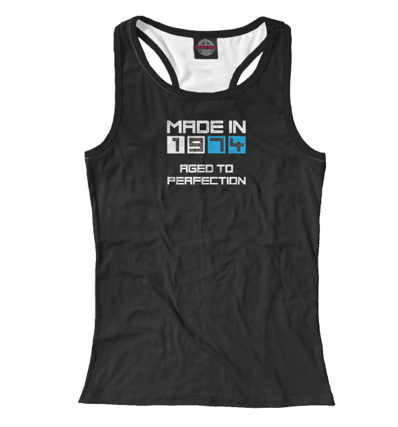 Женская майка-борцовка с изображением Made in 1974 цвета Белый