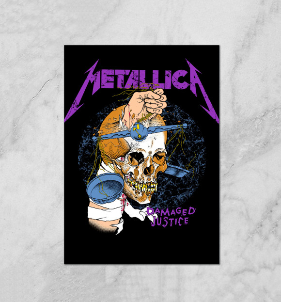 Плакат с изображением Metallica Damaged Justice цвета Белый