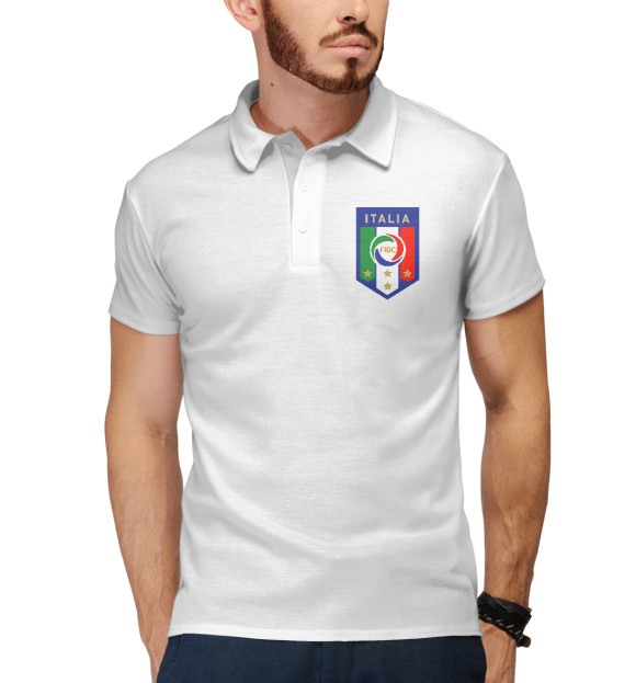 Мужское поло с изображением Сборная Италии цвета Белый