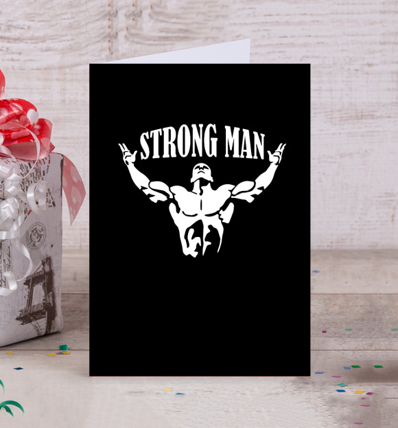 Открытка с изображением Strong man цвета Белый