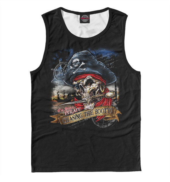 Мужская майка с изображением Я всего лишь пират, преследующий добычу цвета Белый