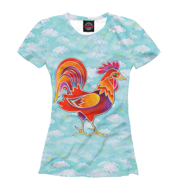 Футболка для девочек с изображением Счастливый петух цвета Белый