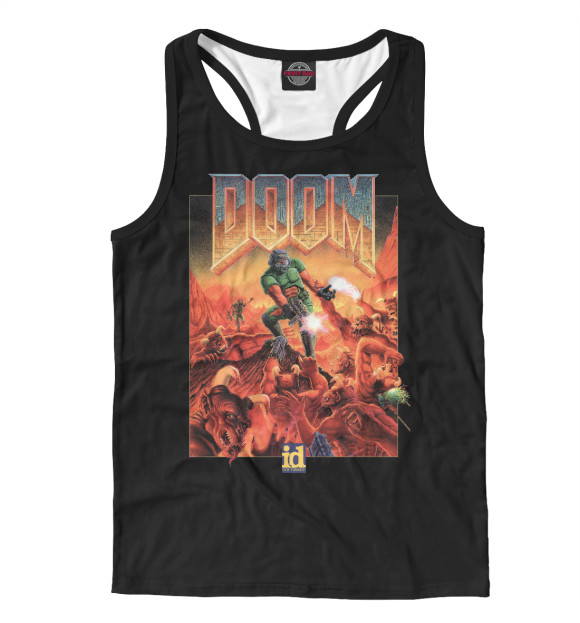 Мужская майка-борцовка с изображением DOOM poster цвета Белый