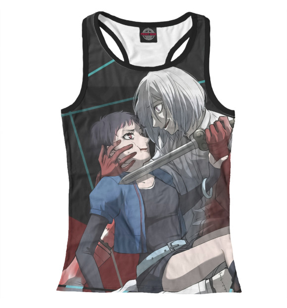 Женская майка-борцовка с изображением Akudama Drive цвета Белый