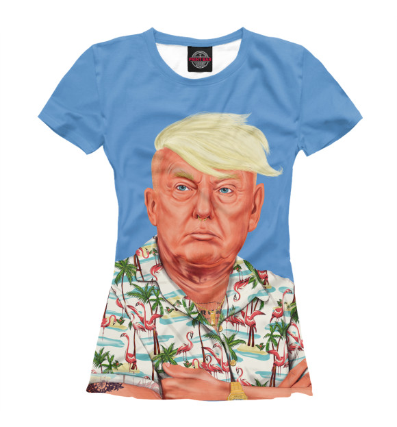 Женская футболка с изображением Дональд Трамп цвета Белый